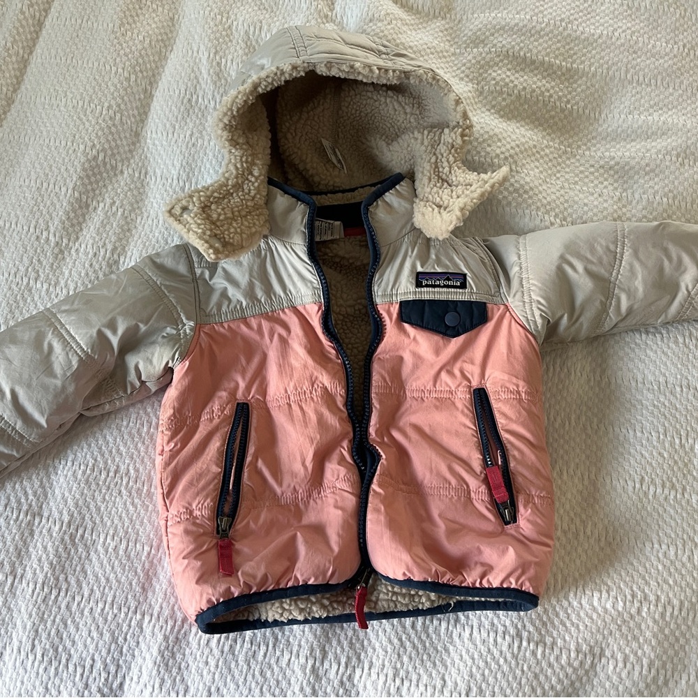 Patagonia Pink and Beige Hooded Jacket